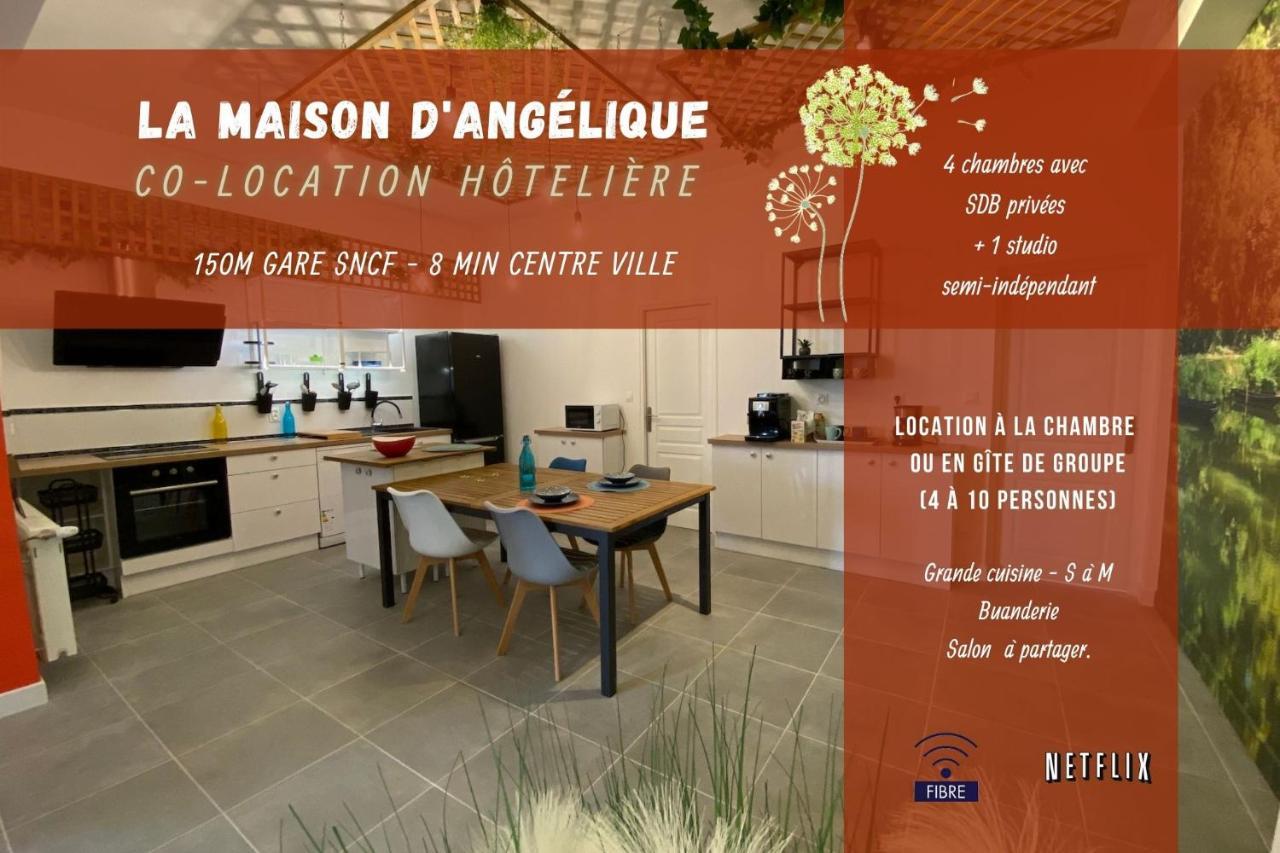La Maison D'Angelique - Colocation Hoteliere A 150M Gare Tgv- Grande Cuisine Equipee & Salon - Fibre - Netflix นีออร์ ภายนอก รูปภาพ
